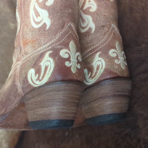 CORRAL R1974 Honey Cortez ivory scroll & fleur de lis cowgirl western boots sz 6 - Picture 14 of 16
